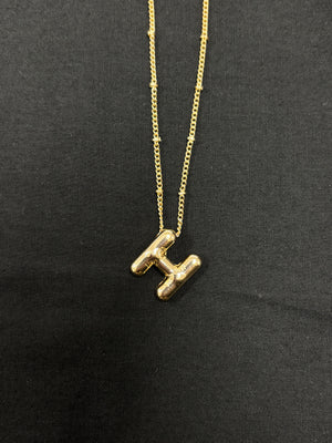 Gold Bubble Initial Necklaces