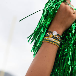 "Game Day" Green & Yellow Hair Tie + Bracelets