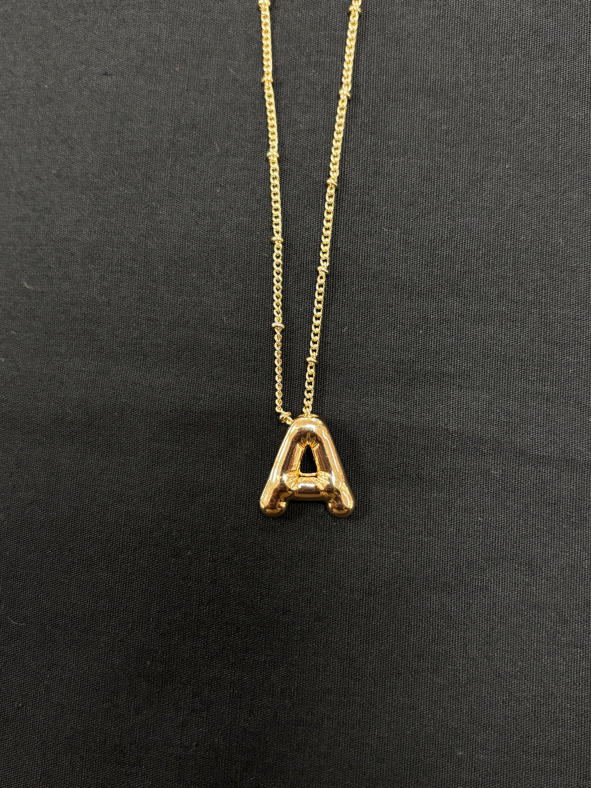 Gold Bubble Initial Necklaces