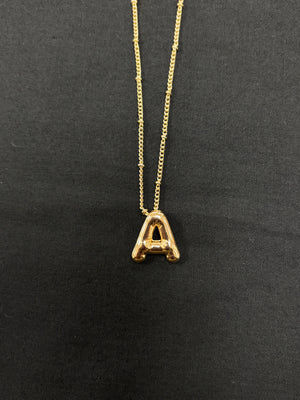 Gold Bubble Initial Necklaces