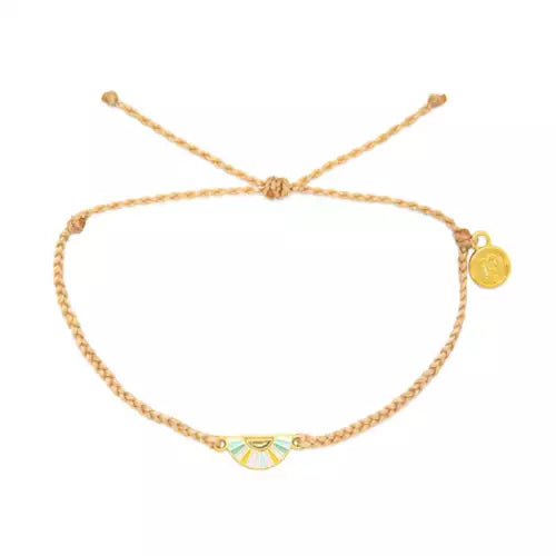 Pura Vida Beige Sunset Stripe Gold Charm Bracelet