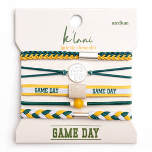 "Game Day" Green & Yellow Hair Tie + Bracelets