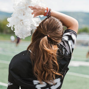 "Game Day" Red, Black & White Hair Tie + Bracelets