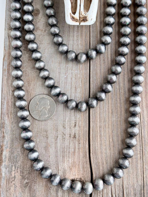 3 Layered Western Style 10mm Navajo Pearl Bead Necklace