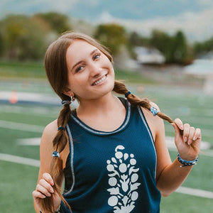 "Game Day" Navy & Gray Hair Tie + Bracelets