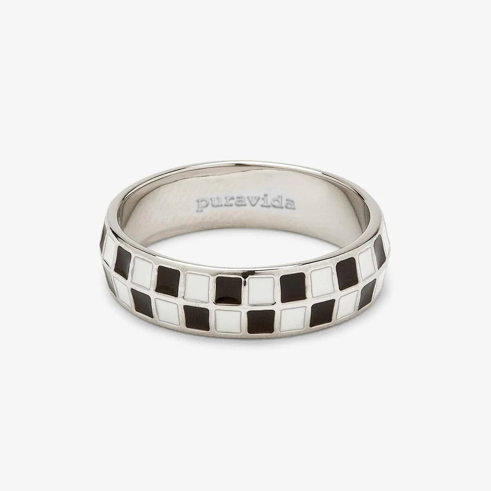 Pura Vida Silver Checkerboard Ring