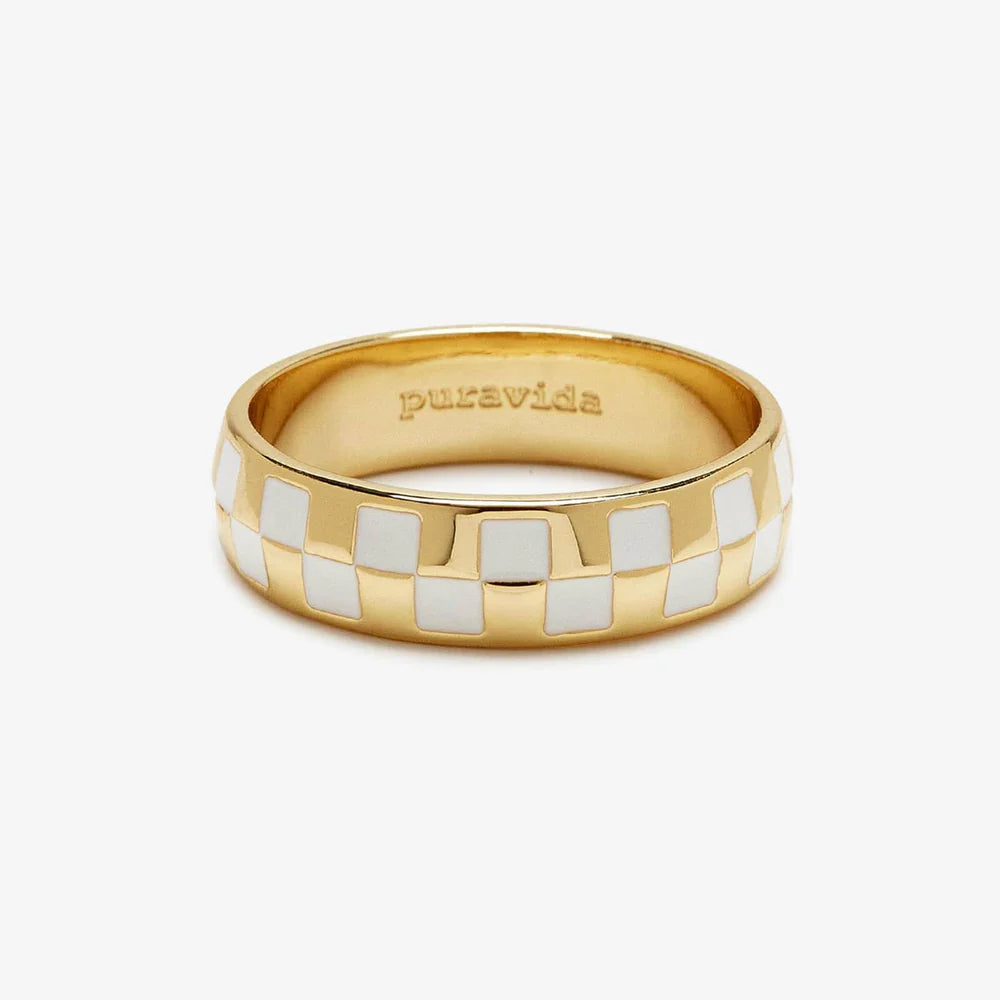 Pura Vida Gold Checkerboard Ring