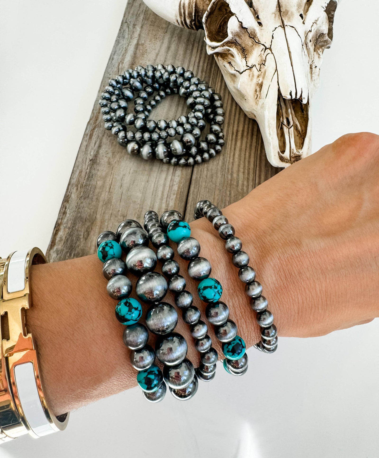 Western Navajo Style Bead Stretch Bracelets - 2 Color Ways