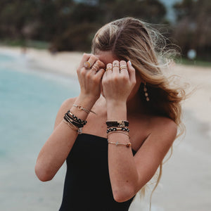 "Connect" Black & Cream with Gold Accent Hair Tie + Bracelets
