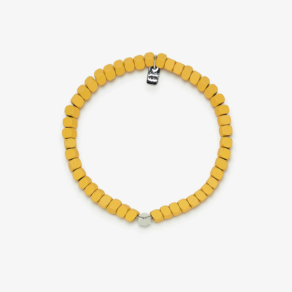 Pura Vida Coated Hematite Stretch Bracelet Yellow