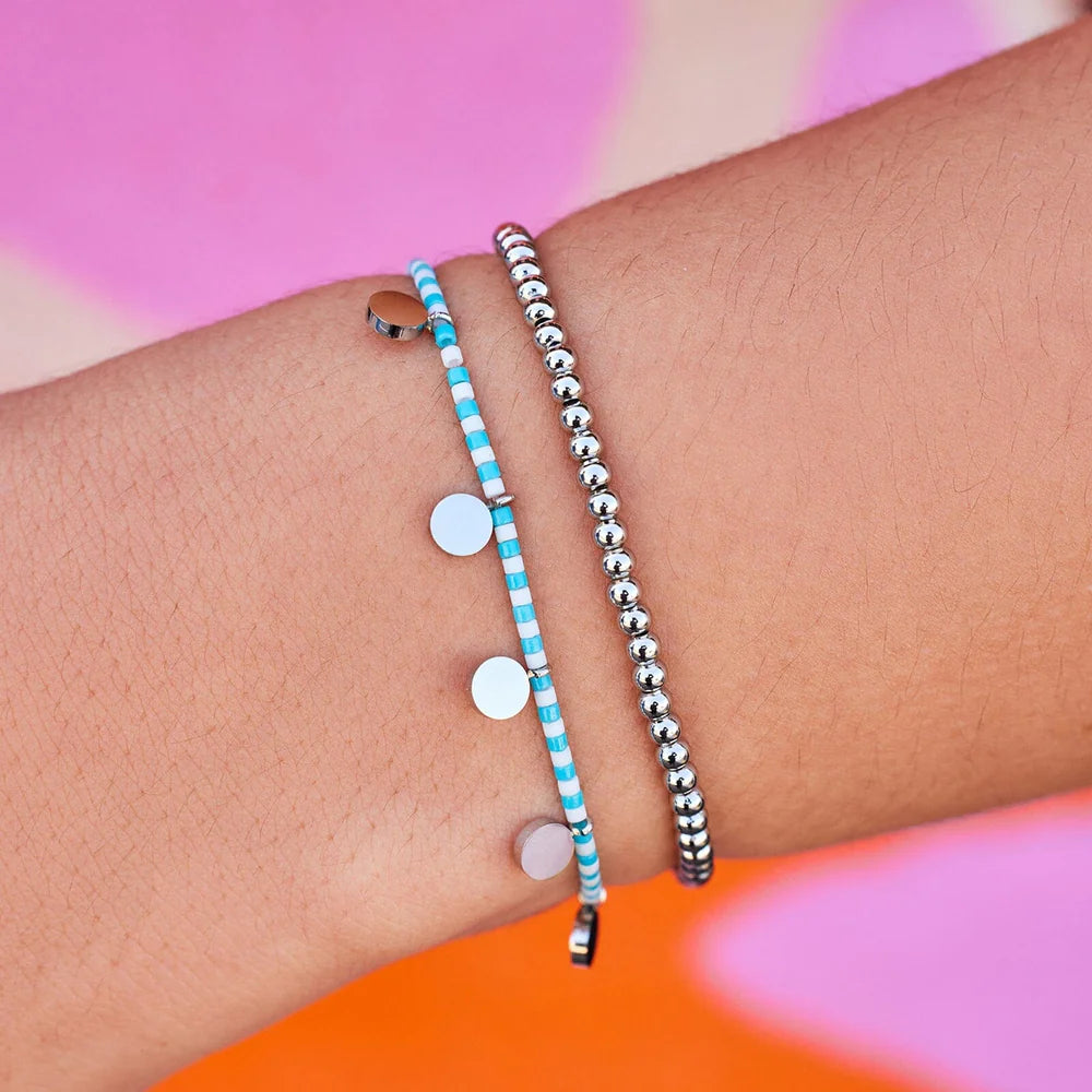 Pura Vida Silver Cabana Stretch Bracelet Set