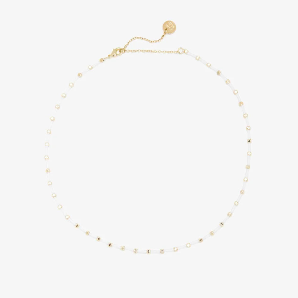 Pura Vida White Tube Bead Gold Choker