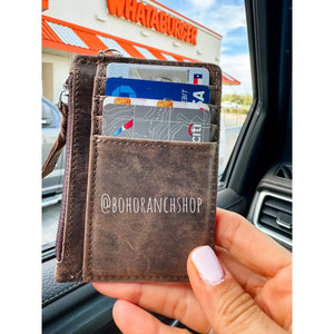 Western Cowhide Leather Keychain Wallet with Thunderbird