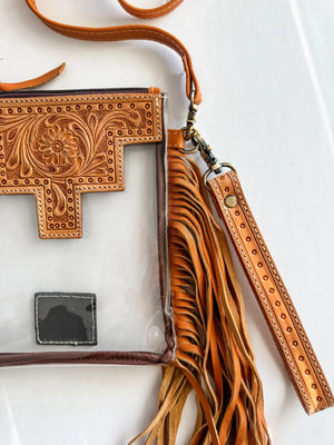 Shayne Small Hand Tooled Clear Crossbody Concert Purse