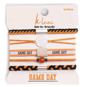 "Game Day" Orange & Black Hair Tie + Bracelets