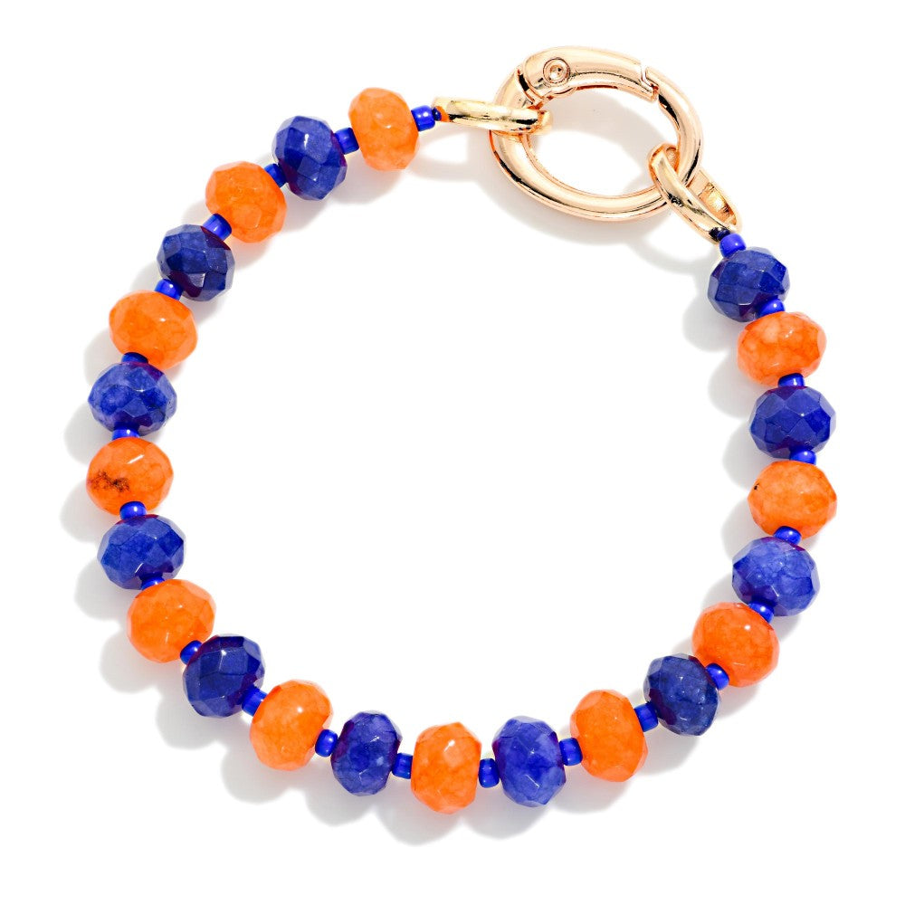 Blue and Orange Beaded Bracelet