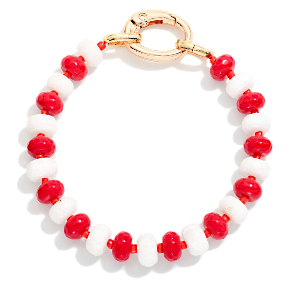 Red and White Beaded Bracelet