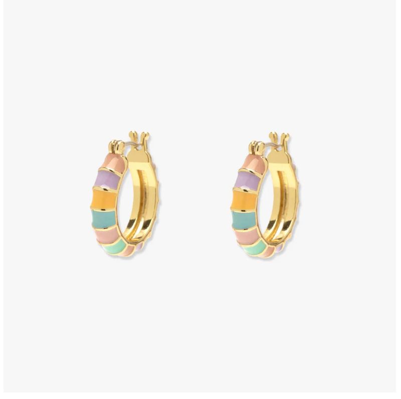 Pura Vida Sunset Striped Enamel Gold Hoop Earrings