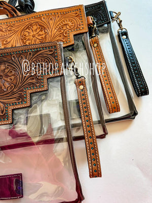 SHAYNE LARGE - Hand Tooled Clear Crossbody Concert Bag