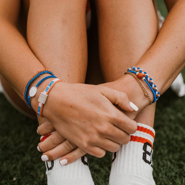 "Game Day" Blue & Orange Hair Tie + Bracelets
