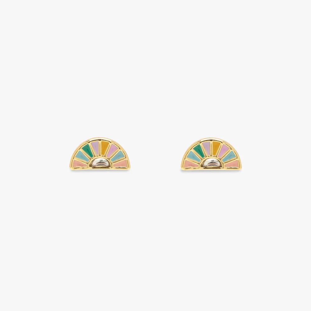 Pura Vida Gold Sunset Striped Enamel Stud Earrings