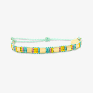 Pura Vida Seafoam Sunset Beach Mixed Bead Woven Bracelet