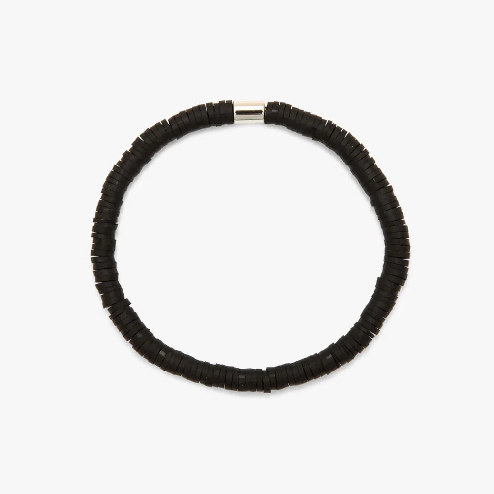 Pura Vida Black Seascape Vinyl Disc Stretch Bracelet