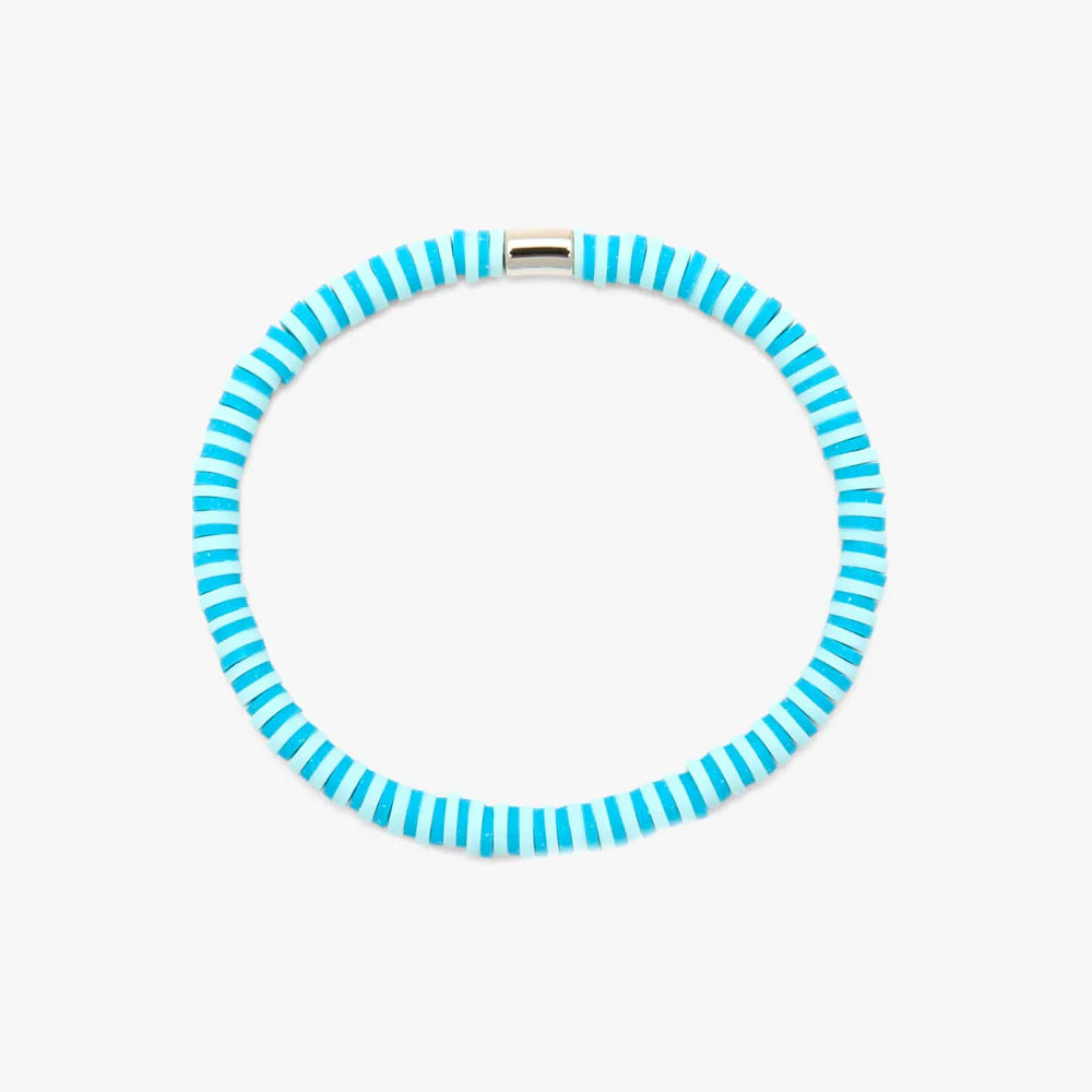 Pura Vida Canal Blues Seascape Vinyl Disc Stretch Bracelet