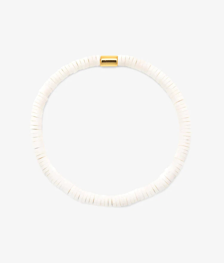 Pura Vida White Seascape Vinyl Disc Stretch Bracelet