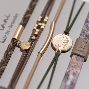 "Adapt" Camouflage with Antler Charm Hair Tie + Bracelets