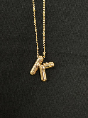 Gold Bubble Initial Necklaces