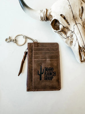 Western Cowhide Leather Keychain Wallet with Thunderbird