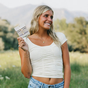 "Faith" Warm Neutrals with Gold Cross Hair Tie + Bracelets