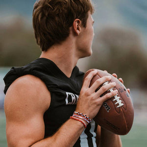 "Game Day" Red, Black & White Hair Tie + Bracelets