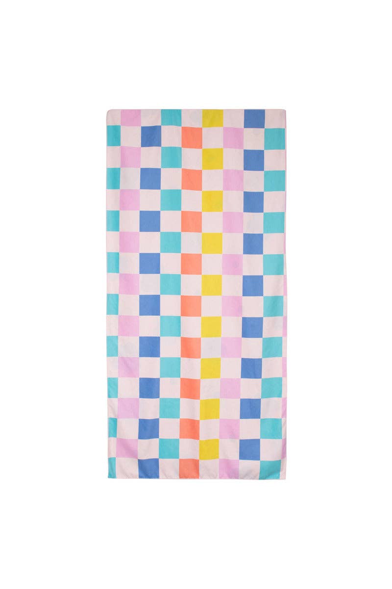 Multicolored Flowers & Check Quick Dry Towel