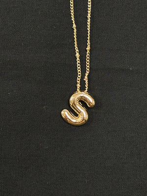 Gold Bubble Initial Necklaces