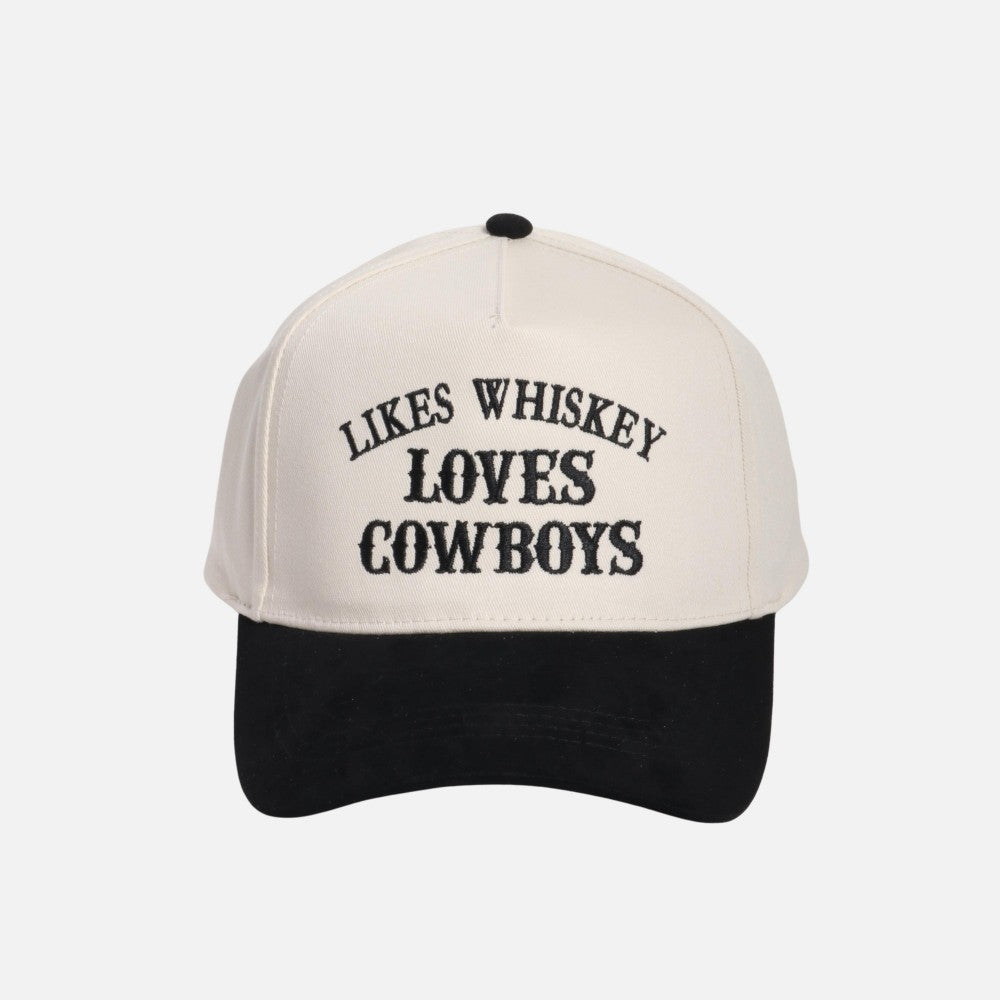 Likes Whiskey Loves Cowboys Black and Natural Hat w/ Suede Bill