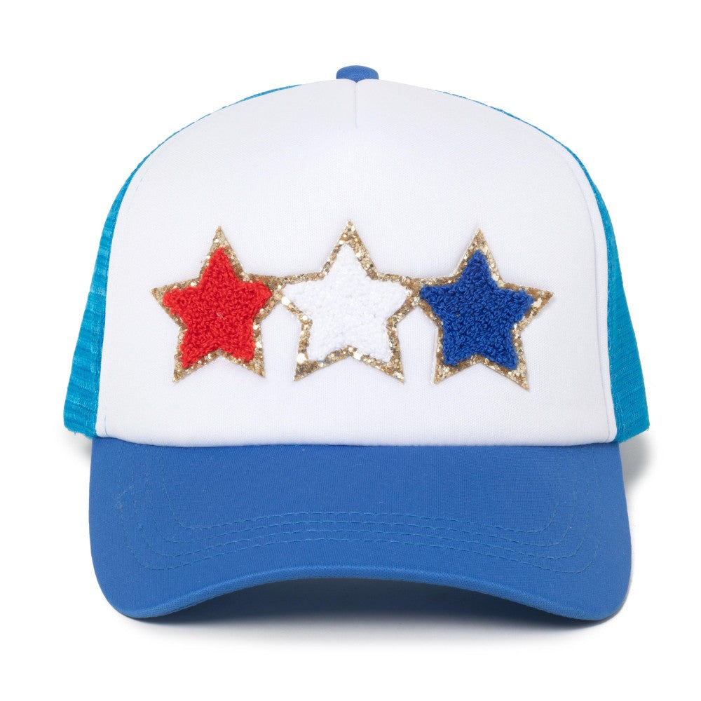 Glitter Chenille Red, White, and Blue Stars Patch