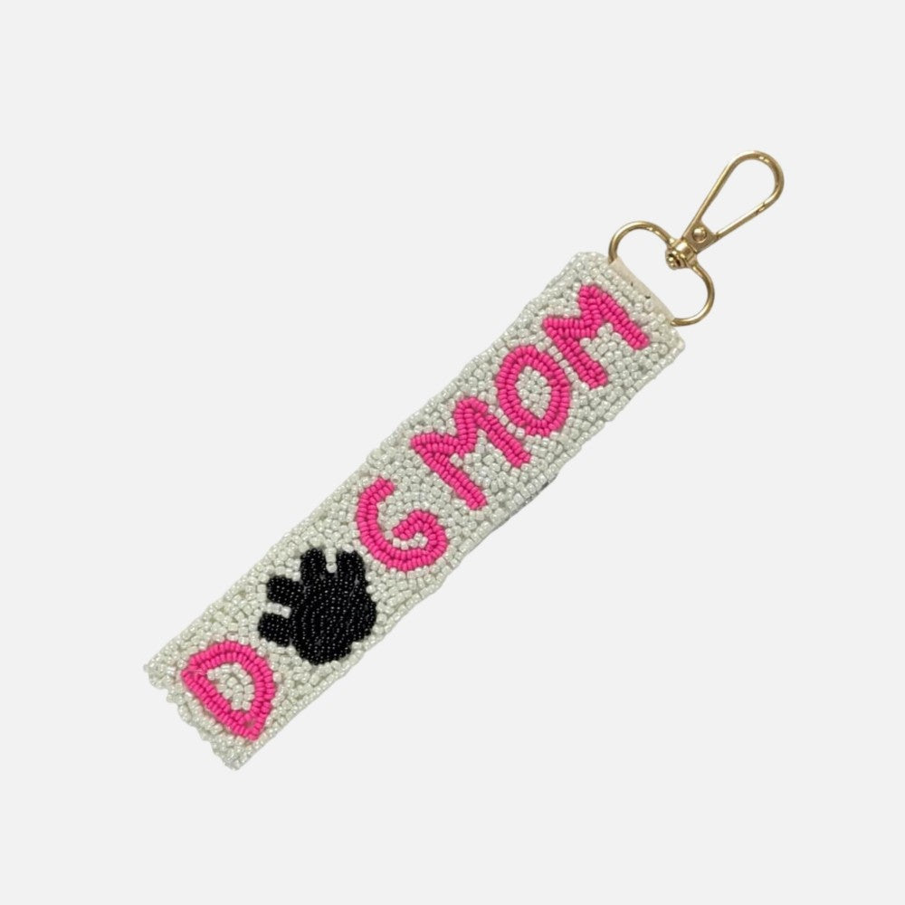 Dog Mom Beaded Keyring
