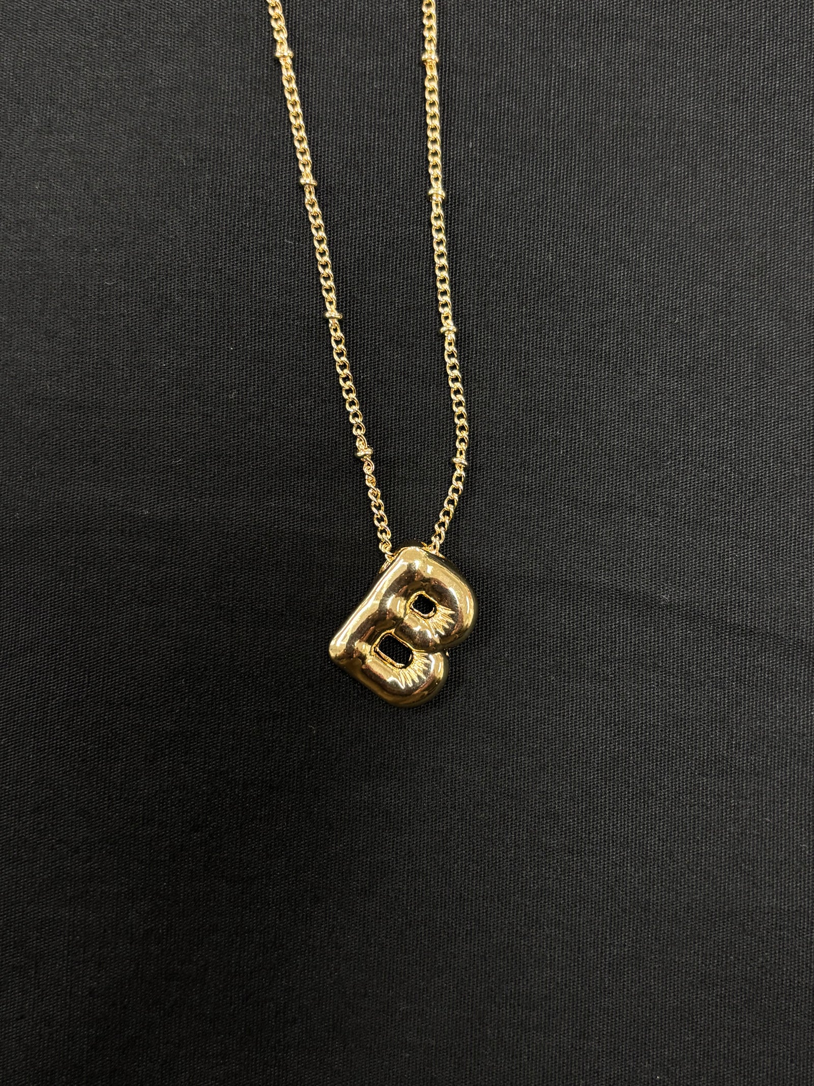 Gold Bubble Initial Necklaces