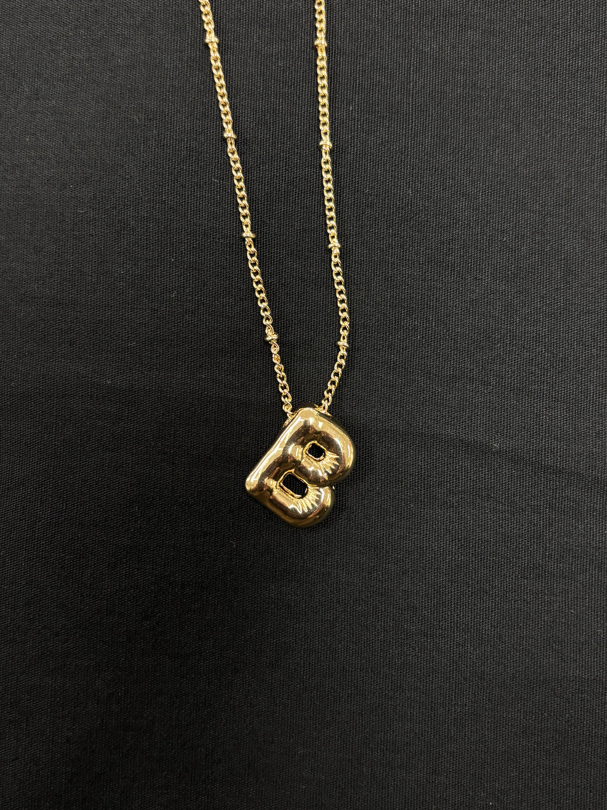 Gold Bubble Initial Necklaces