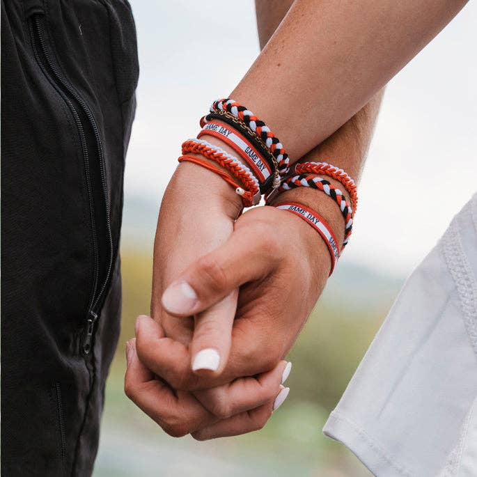 "Game Day" Red, Black & White Hair Tie + Bracelets