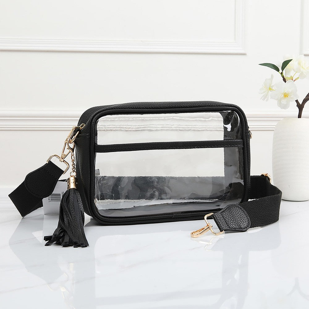 Clear Rectangle Crossbody Leopard, Black, Red and Orange