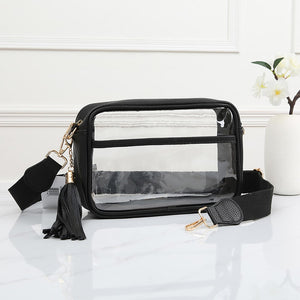 Clear Rectangle Crossbody Leopard, Black, Red and Orange
