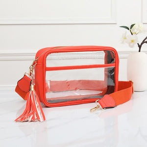 Clear Rectangle Crossbody Leopard, Black, Red and Orange