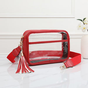Clear Rectangle Crossbody Leopard, Black, Red and Orange