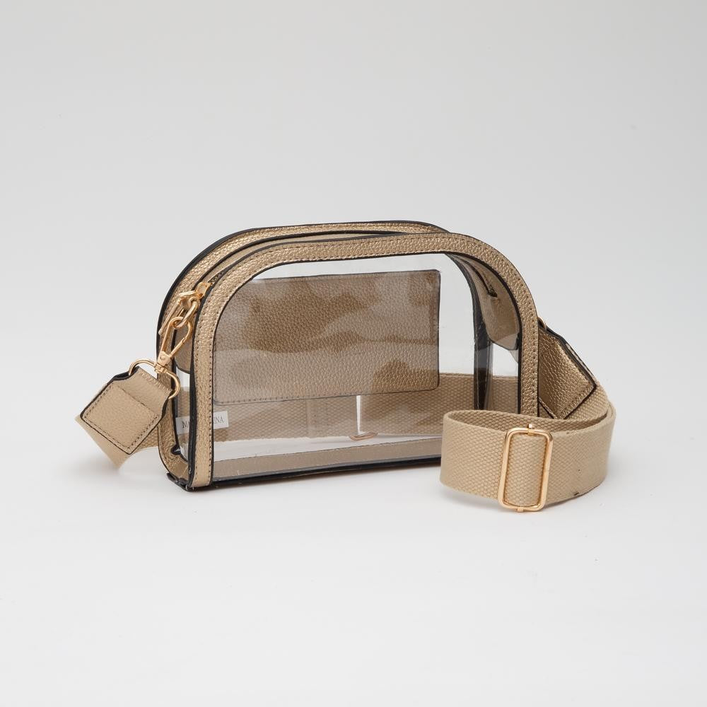 Clear Crossbody with Rounded Top in Gold or White