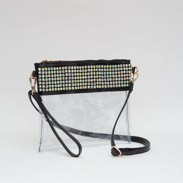 Black Clear Crossbody with Opaque Stones