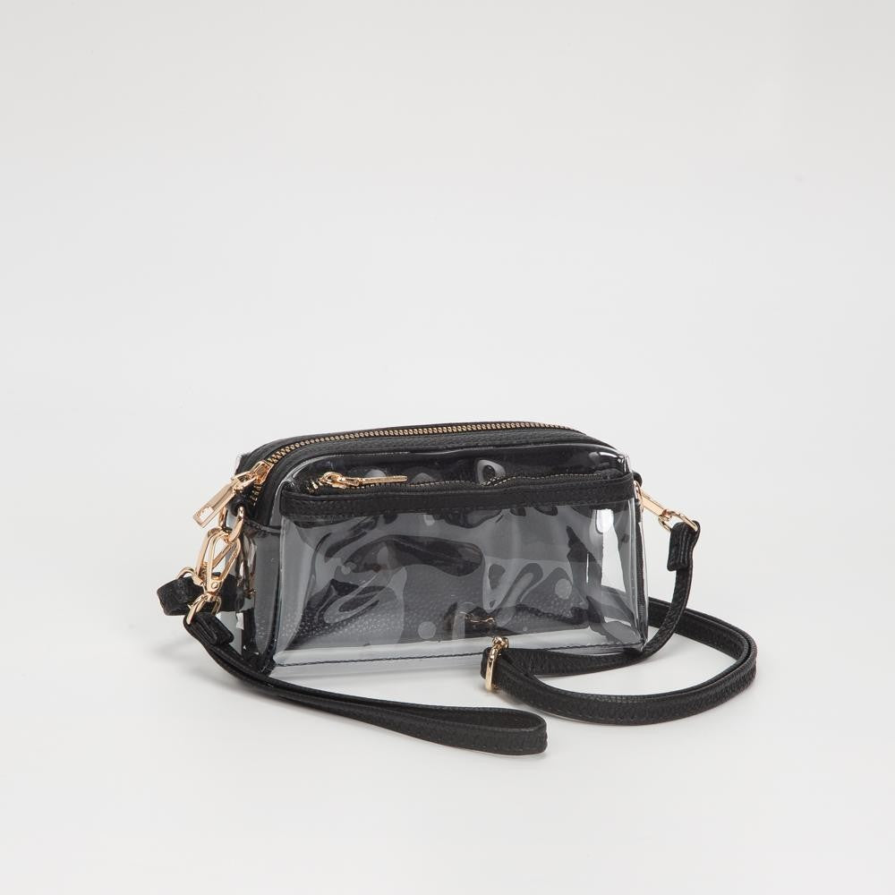 Small Black Clear Crossbody or Wristlet