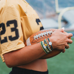 "Game Day" Green & Yellow Hair Tie + Bracelets